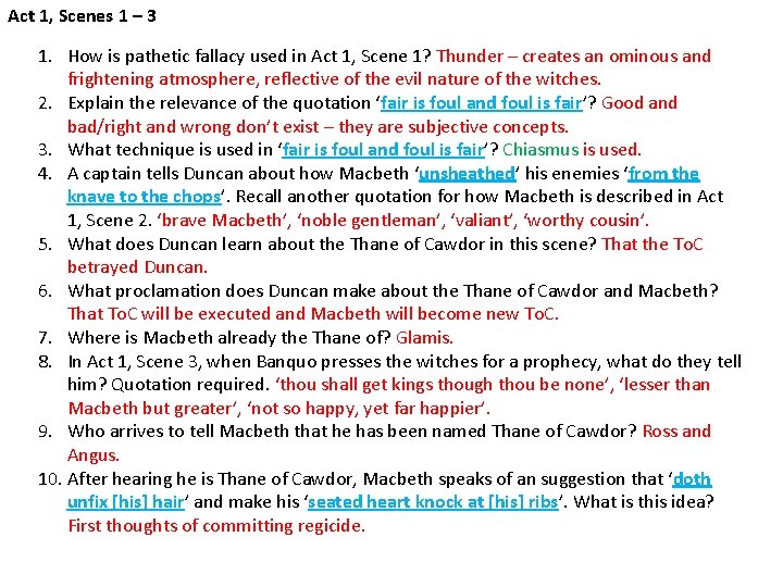 Act 1, Scenes 1 – 3 1. How is pathetic fallacy used in Act