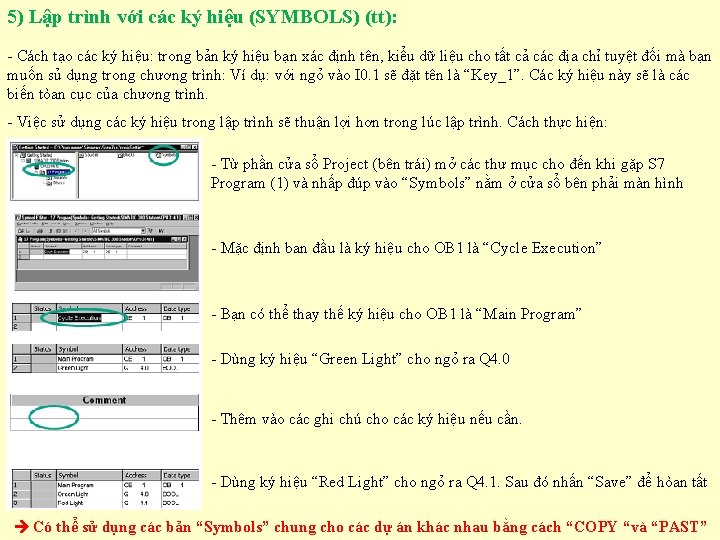 5) Lập trình với các ký hiệu (SYMBOLS) (tt): - Cách tạo các ký 5) Lập trình với các ký hiệu (SYMBOLS) (tt): - Cách tạo các ký
