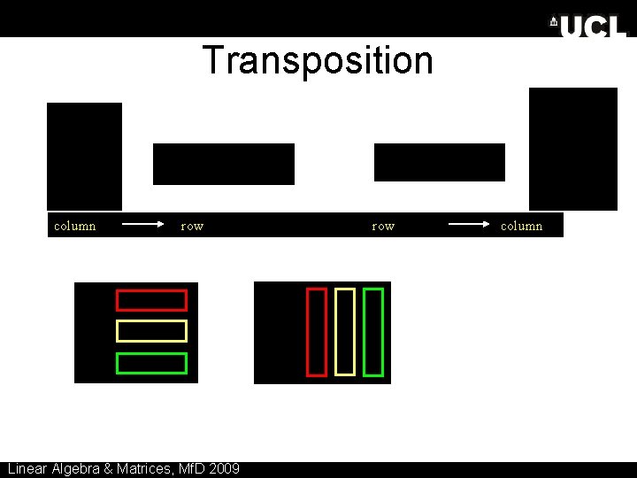 Transposition column row Linear Algebra & Matrices, Mf. D 2009 row column 