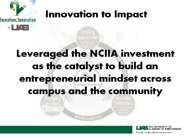 Innovation to Impact Leveraged the NCIIA investment as the catalyst to build an entrepreneurial