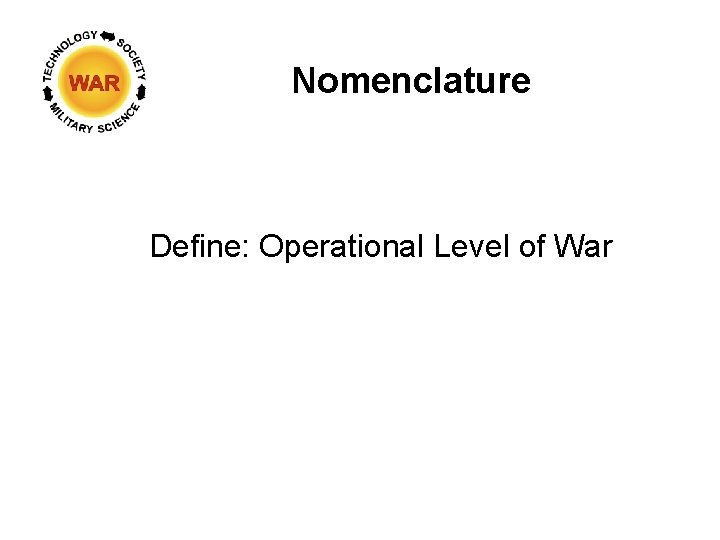 Nomenclature Define: Operational Level of War 