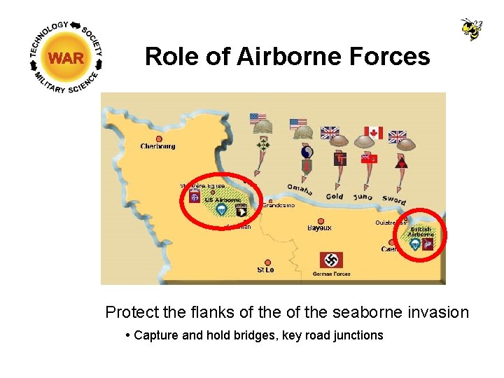 Role of Airborne Forces Protect the flanks of the seaborne invasion Capture and hold