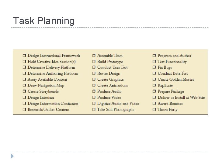 Task Planning Task Planning