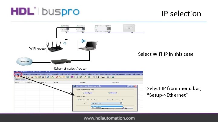 IP selection … Wi. Fi router Select Wi. Fi IP in this case Ethernet