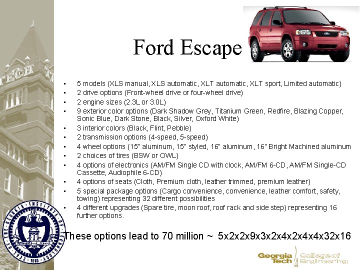 Ford Escape • • • 5 models (XLS manual, XLS automatic, XLT sport, Limited