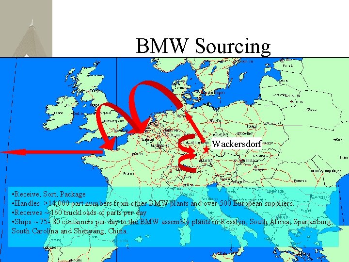 BMW Sourcing Wackersdorf • Receive, Sort, Package • Handles >14, 000 part numbers from