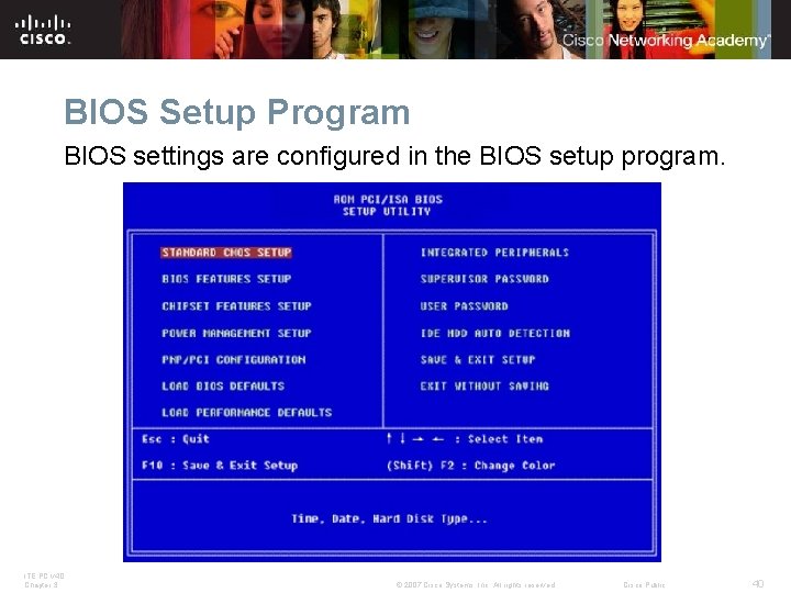 BIOS Setup Program BIOS settings are configured in the BIOS setup program. ITE PC BIOS Setup Program BIOS settings are configured in the BIOS setup program. ITE PC