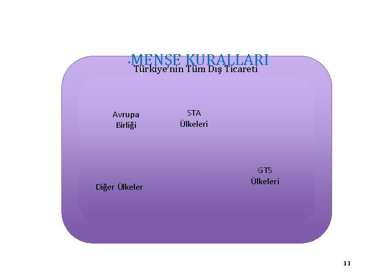  • MENŞE KURALLARI Türkiye’nin Tüm Dış Ticareti • Avrupa Birliği Diğer Ülkeler Gümrük