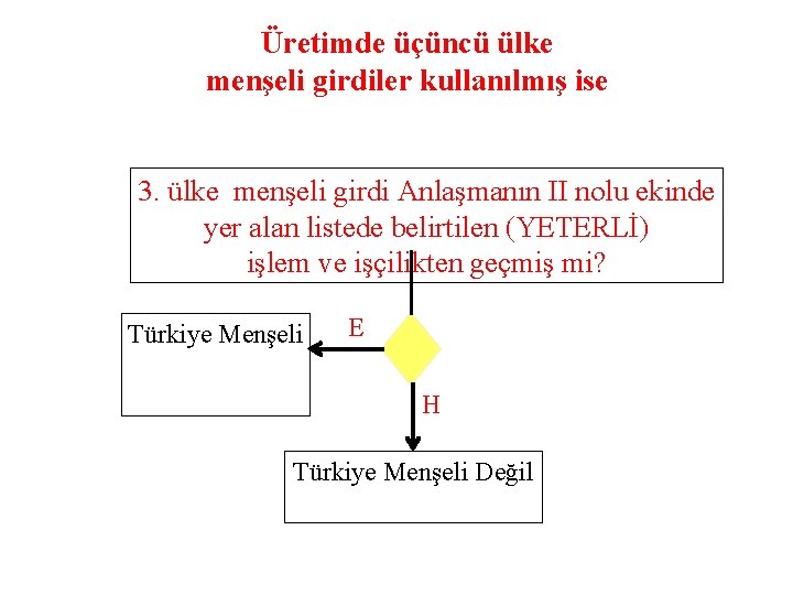 Üretimde üçüncü ülke menşeli girdiler kullanılmış ise 3. ülke menşeli girdi Anlaşmanın II nolu