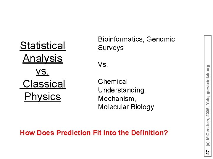 Vs. Chemical Understanding, Mechanism, Molecular Biology How Does Prediction Fit into the Definition? 27