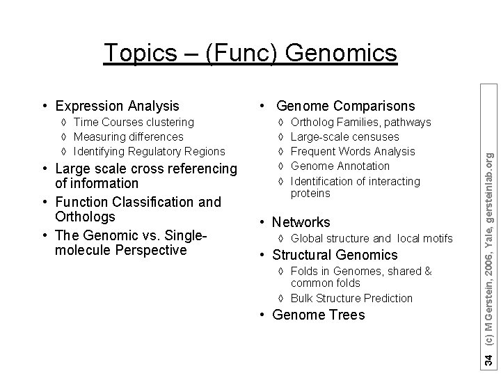 Topics – (Func) Genomics à Time Courses clustering à Measuring differences à Identifying Regulatory