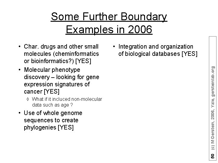 Some Further Boundary Examples in 2006 à What if it incluced non-molecular data such