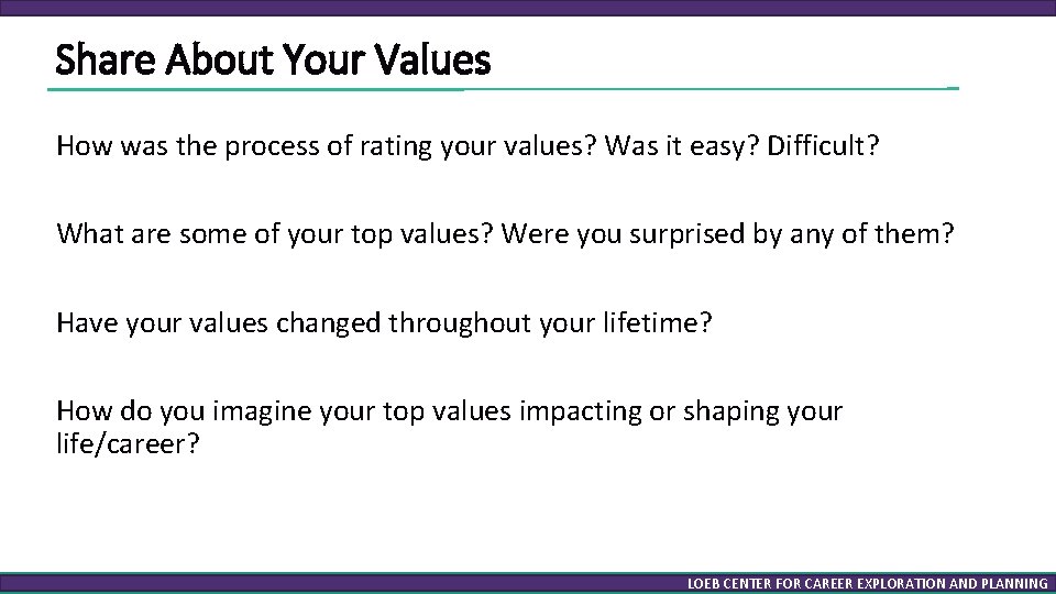 Share About Your Values How was the process of rating your values? Was it