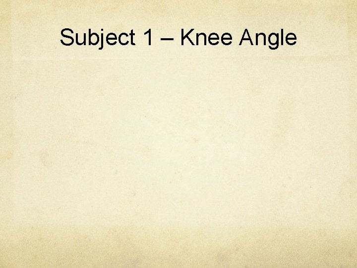 Subject 1 – Knee Angle 