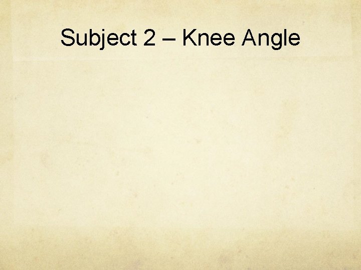 Subject 2 – Knee Angle 
