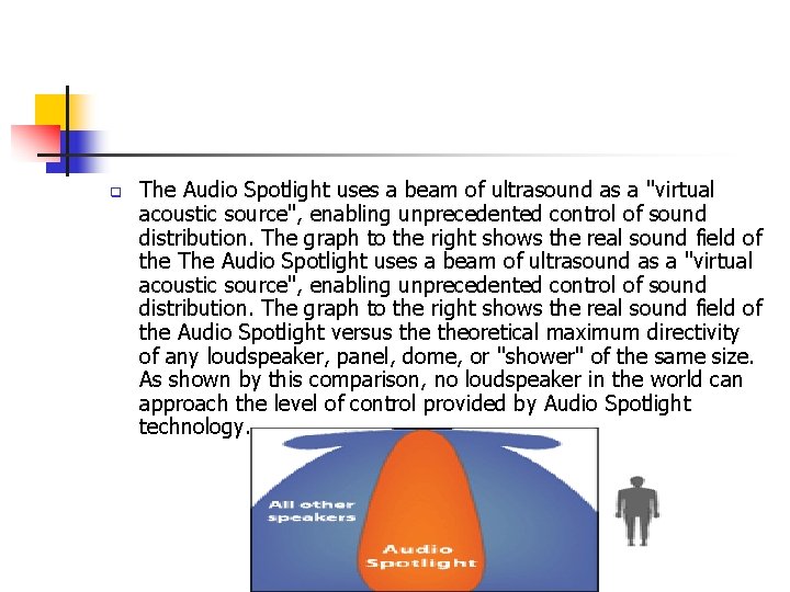 q The Audio Spotlight uses a beam of ultrasound as a "virtual acoustic source",