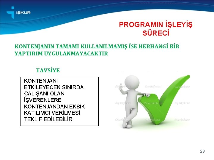 PROGRAMIN İŞLEYİŞ SÜRECİ KONTENJANIN TAMAMI KULLANILMAMIŞ İSE HERHANGİ BİR YAPTIRIM UYGULANMAYACAKTIR TAVSİYE KONTENJANI ETKİLEYECEK