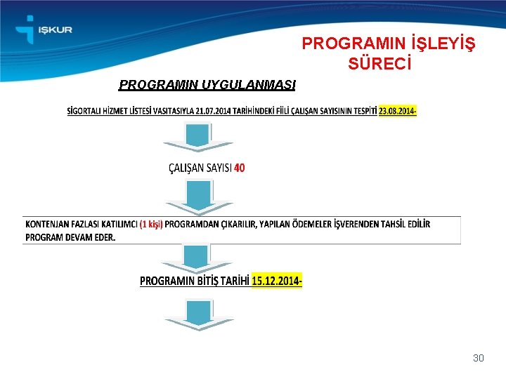 PROGRAMIN İŞLEYİŞ SÜRECİ PROGRAMIN UYGULANMASI 30 