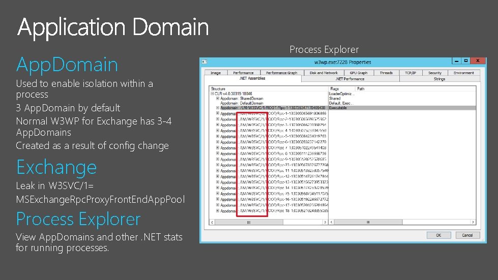 App. Domain Used to enable isolation within a process 3 App. Domain by default