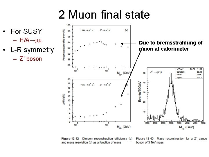 2 Muon final state • For SUSY – H/A→mm • L-R symmetry – Z’