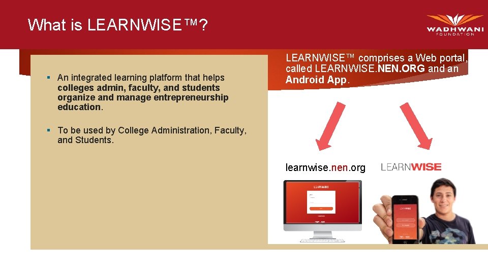What is LEARNWISE™? § An integrated learning platform that helps colleges admin, faculty, and