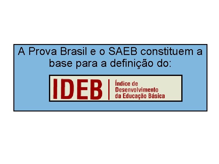 A Prova Brasil e o SAEB constituem a base para a definição do: 