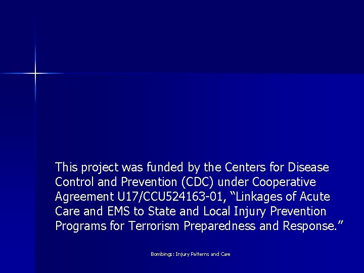 This project was funded by the Centers for Disease Control and Prevention (CDC) under