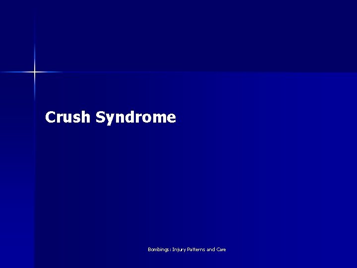Crush Syndrome Bombings: Injury Patterns and Care 