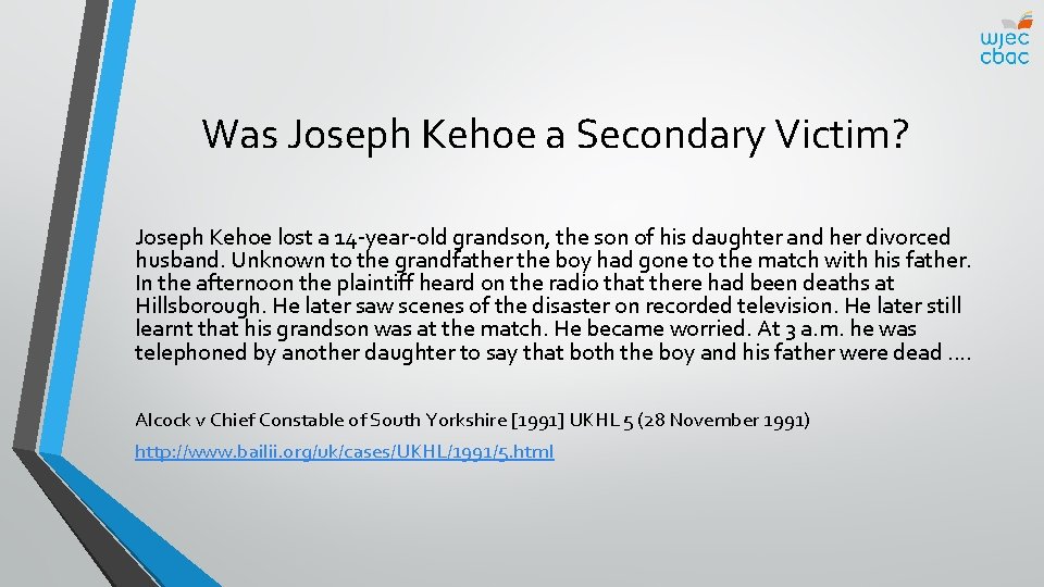 Was Joseph Kehoe a Secondary Victim? Joseph Kehoe lost a 14 -year-old grandson, the