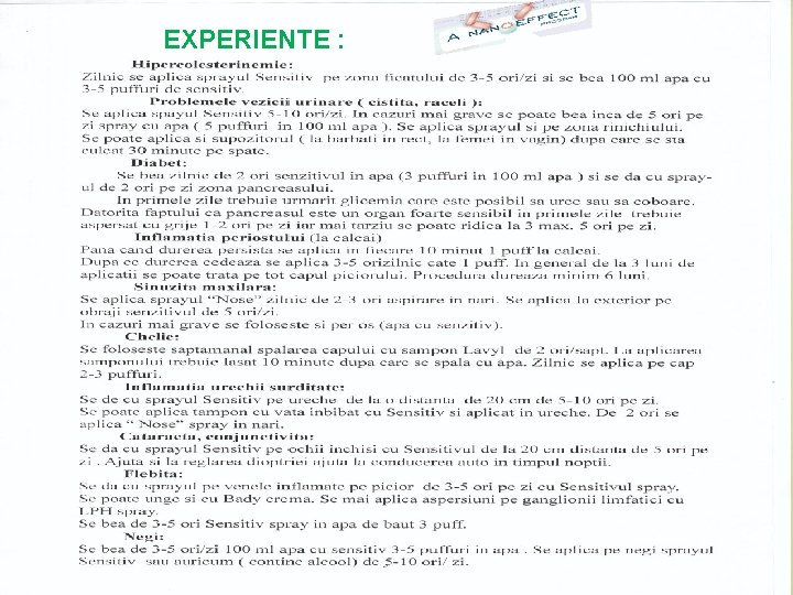 EXPERIENTE : EXPERIENTE :