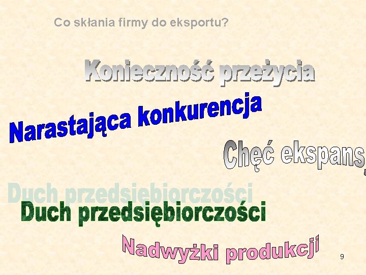 Co skłania firmy do eksportu? 9 