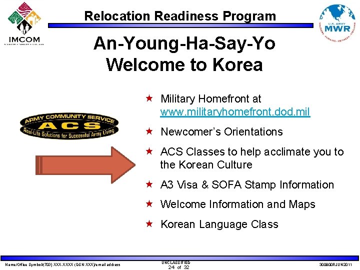 Relocation Readiness Program An-Young-Ha-Say-Yo Welcome to Korea « Military Homefront at www. militaryhomefront. dod.
