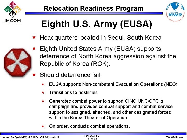 Relocation Readiness Program Eighth U. S. Army (EUSA) « Headquarters located in Seoul, South