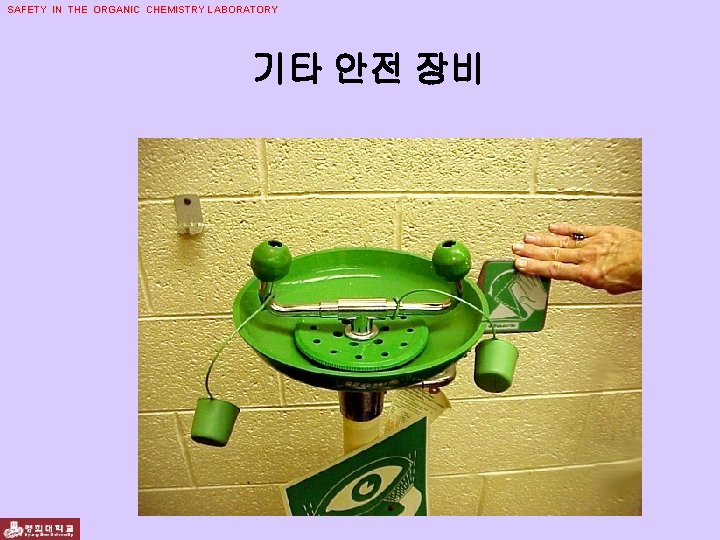 SAFETY IN THE ORGANIC CHEMISTRY LABORATORY 기타 안전 장비 