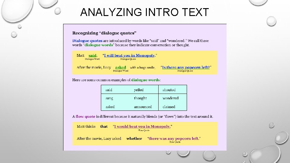ANALYZING INTRO TEXT 