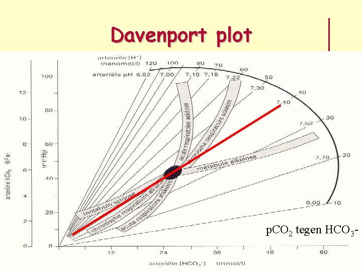 Davenport plot p. CO 2 tegen HCO 3 - 