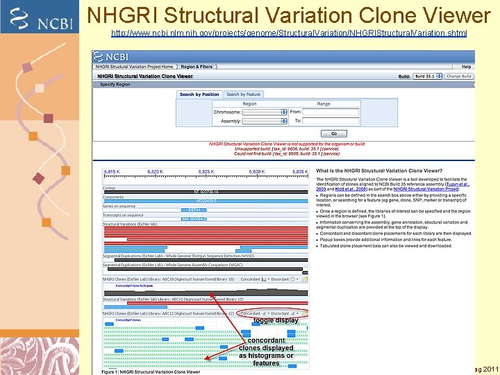 NHGRI Structural Variation Clone Viewer http: //www. ncbi. nlm. nih. gov/projects/genome/Structural. Variation/NHGRIStructural. Variation. shtml