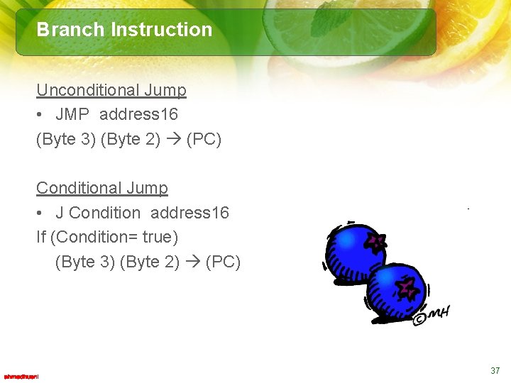 Branch Instruction Unconditional Jump • JMP address 16 (Byte 3) (Byte 2) (PC) Conditional