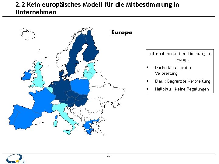 2. 2 Kein europäisches Modell für die Mitbestimmung in Unternehmensmitbestimmung in Europa 26 •