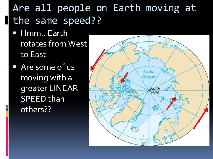 Are all people on Earth moving at the same speed? ? Hmm. . Earth