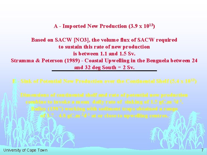 A - Imported New Production (3. 9 x 1013) Based on SACW [NO 3],