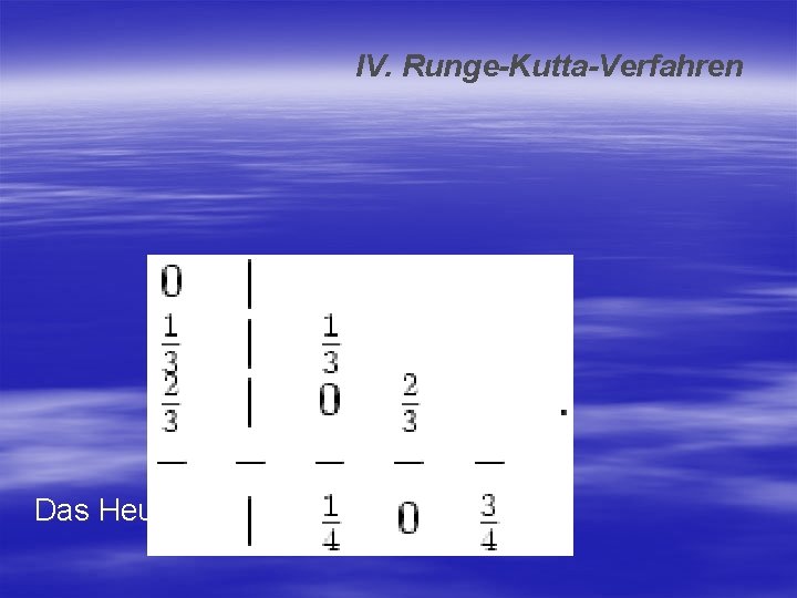 IV. Runge-Kutta-Verfahren Das Heun-Verfahren 3. Ordnung: 
