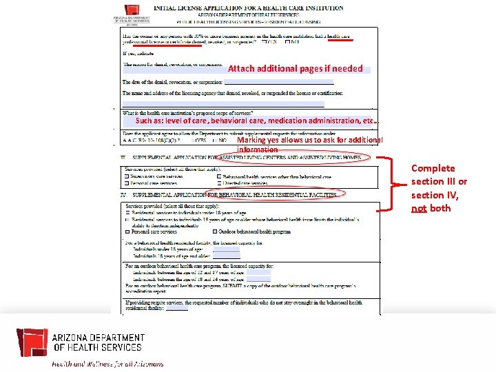 Attach additional pages if needed Such as: level of care, behavioral care, medication administration,