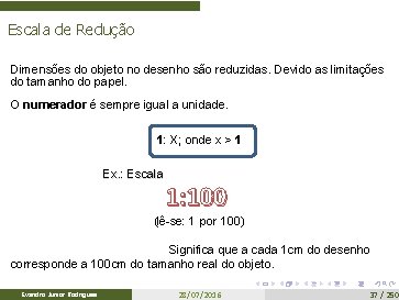 Escala de Redução Dimensões do objeto no desenho são reduzidas. Devido as limitações do
