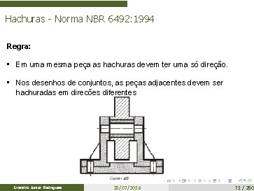 Hachuras - Norma NBR 6492: 1994 Regra: • Em uma mesma peça as hachuras