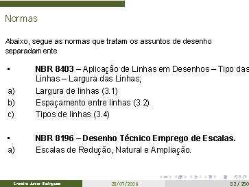 Normas Abaixo, segue as normas que tratam os assuntos de desenho separadamente • a)