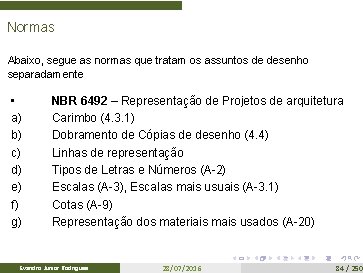 Normas Abaixo, segue as normas que tratam os assuntos de desenho separadamente • a)