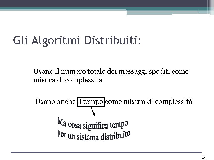 Gli Algoritmi Distribuiti: Usano il numero totale dei messaggi spediti come misura di complessità