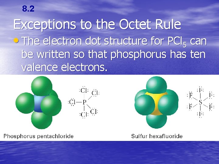 8. 2 Exceptions to the Octet Rule • The electron dot structure for PCl