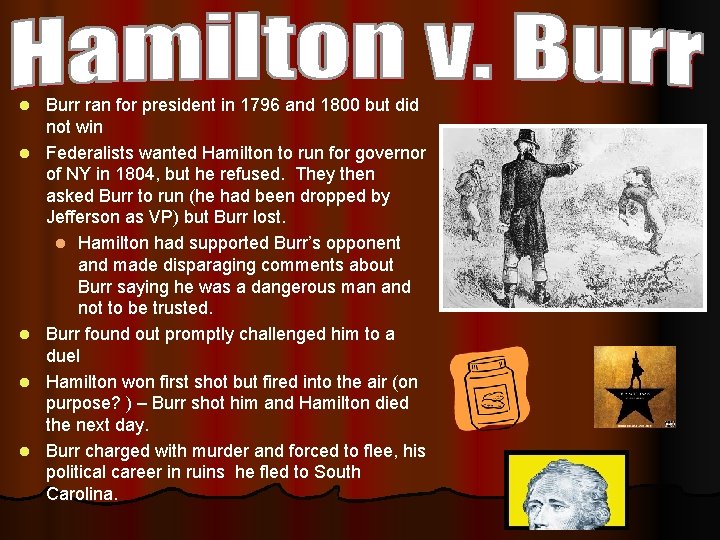 l l l Burr ran for president in 1796 and 1800 but did not